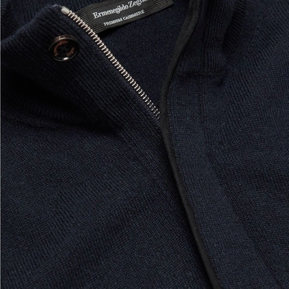 ERMENEGILDO ZEGNA - Slim-Fit Cashmere Half-Zip Mock-Neck Sweater - Black